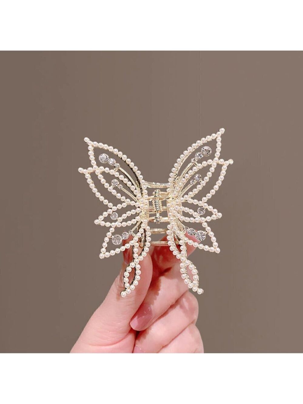 NEW Pearl Rhinestone Embellished Butterfly Hair Clip Claw